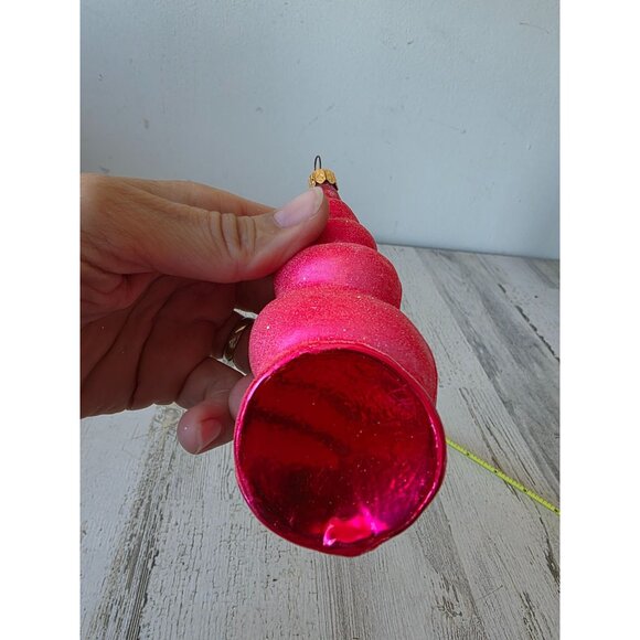 Radko vintage pink sea swirl glitter shell seashell ornament glass Beach Hawaiia - Picture 9 of 9